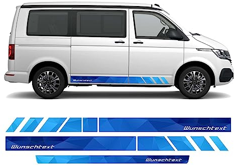 FOTOFOL Seitenstreifen Digitaldruck mit Wunschtext, Logo passend für VW T6.1, T6, T5 Multivan, Bulli, Transporter (kurzer Radstand)