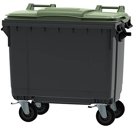 ESE Poubelle Conteneur à déchets 660L + Couvercle vert