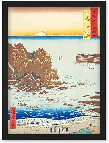 Artery8 Choshi Beach, Toura Shimosa Province Utagawa Hiroshige Japanese Woodblock Artwork Framed Wall Art Print A4