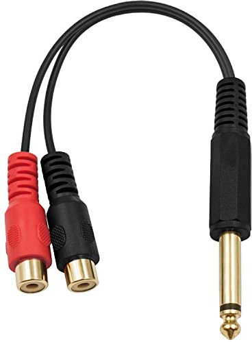 Maxhood RCA to 1/4 inch Adapter, 6.35mm Mono Audio Jack to 2RCA Splitter Cable, 1/4 inch Jack to RCA Adapter Cable Gold Plated for Audio Adapter for Mixer, Amplifer 20cm / 7.8inch