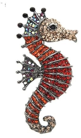 HXSCOO Broches d'hippocampe en Strass étincelants 3 Couleurs Animal de mer Bureau Casual Broche Pins Cadeaux (Color : Rouge)