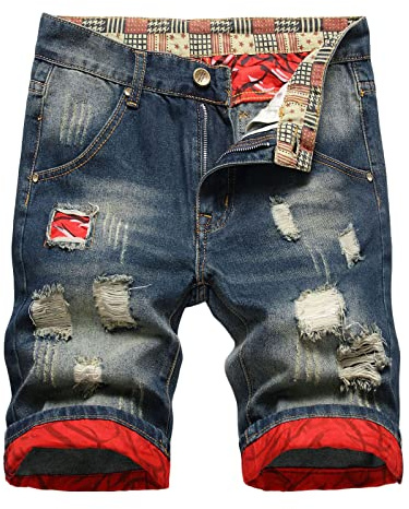 2023 Pantalones Corto Vaquero Hombre Verano Moda Casual Corta Pantalones Roto Elástico Mezclilla Pants Deporte Jeans Jogging Retro Pantalon Denim Fitness Chandal Hombre Pantalones Short Playa