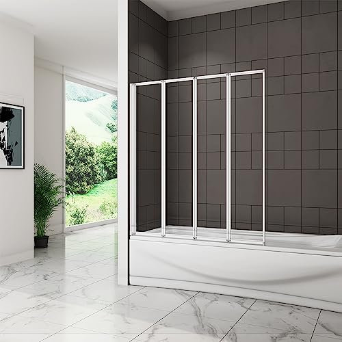 Pivot Shower Bath Screen 4 Fold Folding Bath Screen 1000x1400mm