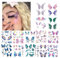 Kinretixia® 14 Blatt glitzernde Schmetterlinge, temporäre Tattoos, Aufkleber für Frauen und Mädchen, Augen, Gesicht, Make-up, Dekoration, Flash-Feenflügel
