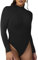 RoomTour Damen Body Leotard Hoher Kragen Bodysuits Elegant Langarm body für Frauen mit Reißverschluss Jumpsuit Tops 2-Schwarz XS