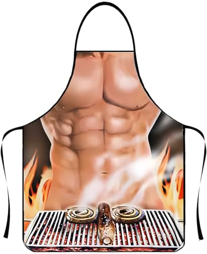 ZKGYUS Tablier Cuisine Homme Humoristique, Tablier Créatif BBQ Cuisine/Sexy Tablier Noël Cadeau pour Homme ou Petit-ami/Petite-ami Party (BBQ)