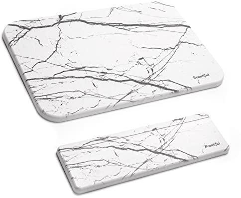 Drying Mat for Dishes,Absorbent Dish Drying Mat,30x20cm,2 Pack,Draining Board Mats,Absorbent Drain Mat for Kitchen,Non-Slip,Heat Resistant,Marble Style
