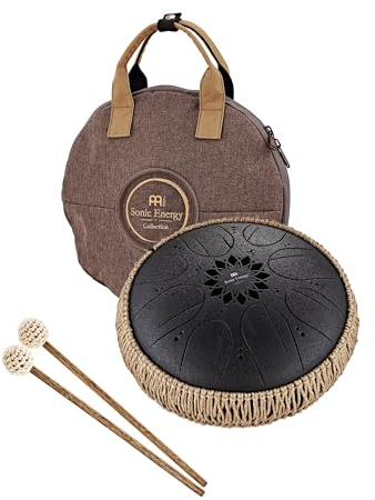 Sonic Energy 10 Zoll Zungentrommel – H-Moll, 8 Töne – Für Meditation, Yoga, Percussion – Inkl. Schlägel & Tasche – Schwarz (MOSTD1BK)