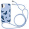 Xylota Handykette Handyhülle für iPhone 11 6,1 Hülle mit Band, Einstellbar Kordel zum Umhängen Aesthetic Case mit Muster Schmetterling, Weich TPU Bumper Dünn Silikon Stoßfest Schutzhülle Cover, Blau