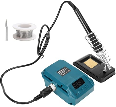 Akku Lötkolben für Makita 18V Li-Ionen-Akku, Tragbar Lötkolben Einstellbare Temperatur 180-480°C, Cordless Lötkolben mit 20g Lötdraht, Lötkolbenständer, ON/OFF-Schalter (Ohne Akku)