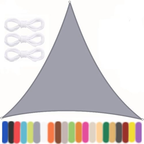 Ryanbem Vela Ombreggiante Triangolare, Tenda a Vela Impermeabile Tenda da Sole per Esterno Protezione Raggi UV 95% Vela Solare con 3 Corde per Giardino Terrazza Grigio 6x6x6m
