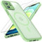 TOCOL Magnetic for iPhone 12 Case 6.1-Inch, Fit for MagSafe, Upgraded [Full Camera Protection], [14FT Military Grade Drop Tested] Shockproof Slim Translucent Matte Back Phone Cover (Light Green)