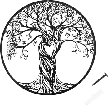 gohantee 28 cm Schwarz Metall Baum Des Lebens Deko Wohnzimmer Wanddeko Wandkunst Schlafzimmer Wikinger Lebensbaum