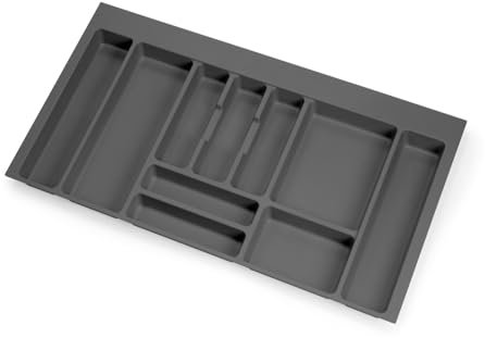 emuca Besteckeinsatz Optima für Schrankbreite 90 cm, Rand schneidbar (B 804-836 x T 418-482), Kunststoff, Anthrazitgrau