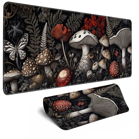 Gaming Mouse Pad XXL XL Large Mouse Pad Mat Long Extended Mousepad Desk Pad Non-Slip Rubber Mice Pads Stitched Edges Thin Pad (31.5x11.8 Inch)-Palm Leaves