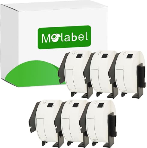 Molabel Lot de 6 Rouleaux DK-11201 Compatibles avec Brother QL 29mm x 90mm | Étiquettes Adresse 400 par Rouleau 2400 au Total pour Imprimantes Brother QL