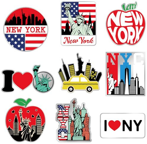 Tellegloww 18 Pcs New York Fridge Magnet Magnetic New York City Refrigerator Stickers Metal New York Magnet New York Souvenirs Gifts Refrigerator Magnets Home Decoration Accessories