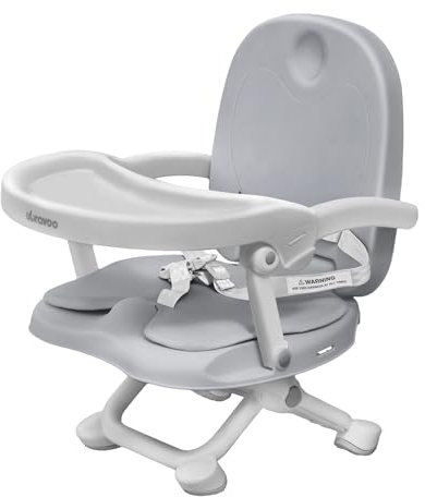 UBRAVOO Baby Booster Seat for Dining Table with Removable Tray & Cushion, 3 in 1 Portable Toddler Booster Seat, 4 Height Adjustable Travel High Chair for Babies and Toddlers(Grey)