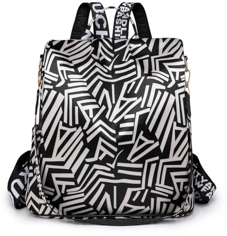 volumoon Damen Anti Diebstahl Rucksack, 2 in 1 Damen Rucksack Wasserdichte Nylon, Umhängetasche Große Kapazität Schultertasche, Casual Daypack Reiserucksack für Frauen Mädchen (D-Schwarz)