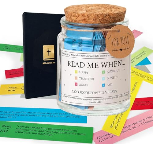 Bible Verses Jar 180 Stück Mini-Bibelvers-Karten Gebetsglas mit farbigen Bibelversen Schrift Karten mit Bibelversen Glas Mutmacher Geschenk für Christliche Ermutigung Aufmunterung Geschenke
