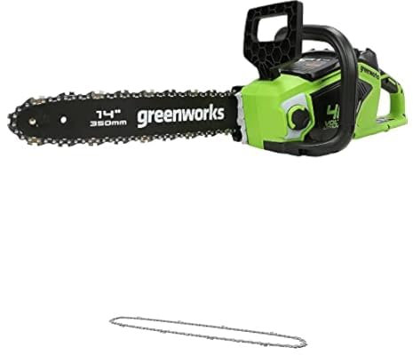 Greenworks Motosega a Batteria con Motore Brushless, Lunghezza Barra 14-Pollice (35 cm), SENZA Batteria 40V e Caricabatterie + Greenworks 35cm Catena