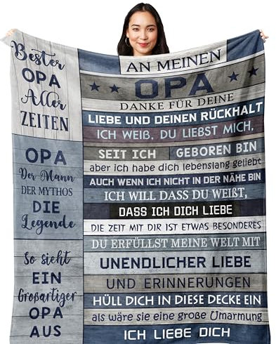 Yesbird Opa Geschenk, Opa Geschenk Geburtstag von Enkel Enkelin, Geburtstag/Vatertagsgeschenk/Weihnachten für Männer Decke150x130CM