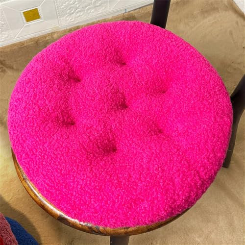 Morbuy Rond Coussins de Jardin, Couleur Unie Coussin Exterieur Intérieur, Peluche Epais Coussin Chaise Galette de Chaise pour Intérieur Patio Coussin Chaise Exterieur (Rose Rouge,40x40cm)