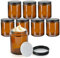 MAOOY Lot de 8 boîtes à crème à remplir - 150 ml - Verre marron avec couvercle en métal et doublure - Grands récipients à crème pour les cosmétiques DIY, les boîtes à pommade, les lotions, les huiles