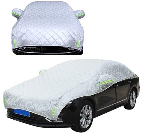 Dicke Halbgarage für Auto Winter für 𝖧yundai I10 Outdoor Hagelschutzplane Auto Hagelschutz-Halbautoabdeckung,Kratzfest Hagel Beschützer Autoabdeckung(Color:Silber,Size:399)