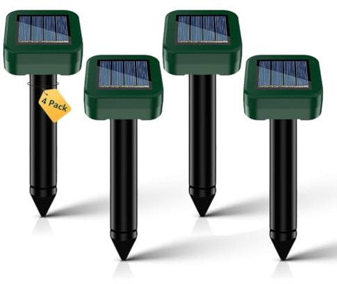 Dissuasori per Talpe 4 Pcs, IP65 ImpermeabiLe, Dissuasore per talpe, Repellente di Talpe Solare per Giardino e Campeggio, Anti Talpe, Topi, Serpenti - Verde