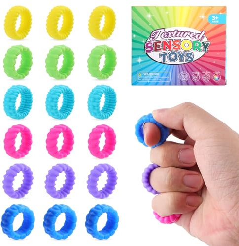 18 Stück Fidget Toys Sensory Rings, 6 Texturen Silikon Fidget Sensory Rings Akupressurringe Sensory Finger Toys Quiet Fidgets für das Klassenzimmer Fidget Ring für Kinder