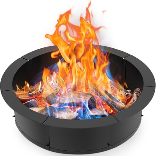INNOSTAGE Feuerschalenring, robuster Stahl-Feuerring für außen, DIY-Camping-Feuerring, Oben oder im Boden, schwarzes Carbon für Hinterhof, Terrasse, Lagerfeuer