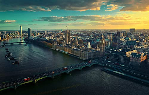 Klassisches 3D-Puzzle 1000 Teile, London-Sonnenuntergangspanorama, individuelles Puzzle, 52 x 38 cm