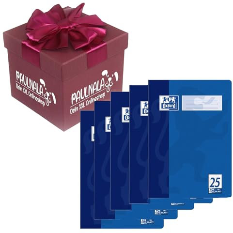 Oxford Schulheft A4, 16 Blatt, Lineatur 25, liniert inkl. Überraschungsgeschenk von Paulnala.de (5, Blau)