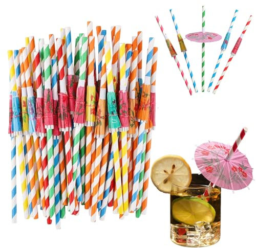 80Pcs, Cocktail Straws, Tropical Party Supplies, Cocktail Accessories for Beach, Birthday, Summer, Pool, Wedding, Hawaiian Theme Events