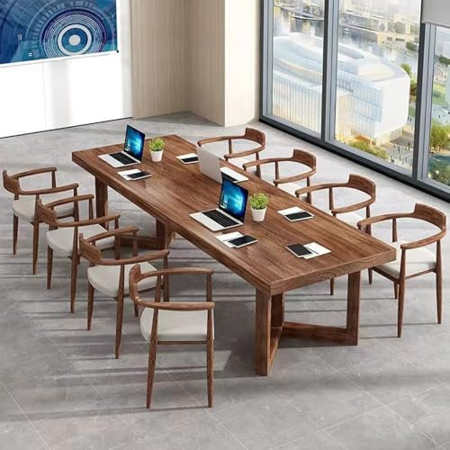 Großer Konferenztische aus Holz mit Massivholzbeinen, für 4–8 Personen, Ideal für Büro und Konferenzräume, Einfach zu Montieren (Stühle Nicht im Lieferumfang Enthalten)(Multi-colored,140x60x75cm/55x24