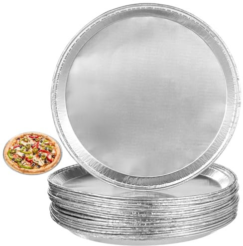 yeeplant 20 bandejas redondas de aluminio plateado, platos desechables para servir bodas, bufés y fiestas de pizza, gran capacidad, a prueba de calor, diseño elegante