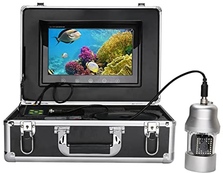 Underwater Fishing Camera, 10 Inch 20m/50m/100m Underwater Fishing Video Camera Fish Finder IP68 Waterproof 38 LEDs 360 Degree Rotating Camera(F8400W-2L-100M)