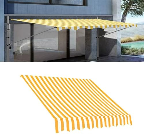 Premium 180 g/m² UV-beständiges, wasserdichtes Ersatzdach, Stoff, Gelb und Weiß, 185 cm, obere Abdeckung für Outdoor-Sonnenschutz, strapazierfähig, 100 % Polyester, Tende Da Sole