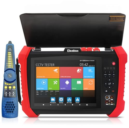 Henkion IPC CCTV Tester H20-MOVTADHSEF 8K 32MP 12MP IP Camera Test Poe++ Max 90W HD Camera Tester 8MP TVI/CVI/AHD/SDI/CVBS DMM TDR WiFi Network Tools RJ45 Cable Tester 2CH SFP Port HD VGA