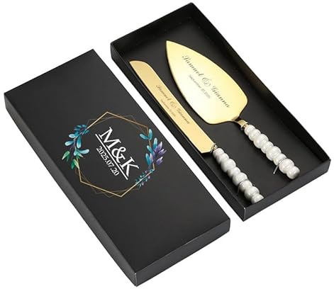 toyofmine Set di coltelli e paletta per torta nuziale Pearl