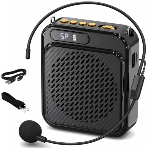 Amplificador de voz con micrófono con cable, amplificador de voz portátil para profesores, micrófono Bluetooth recargable para aula, reuniones, discursos