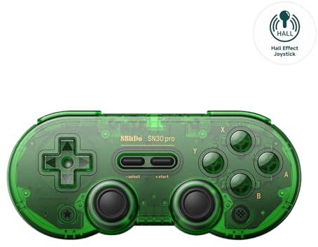 AKNES 8Bitdo SN30 Pro Bluetooth Controller, Hall Effekt Joystick Update, Gaming Controller Kompatibel mit Switch 2, Switch, Apple, Windows, Steam Deck, Android und Raspberry Pi (Grün)
