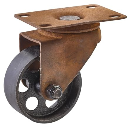 SOTECH Stahl Möbelrolle ROSTOCK Ø 70 mm Antik Rostoptik | Höhe 97 mm, Breite 58 mm, ohne Bremse, 360 Grad drehbar, bis 25 kg Tragkraft pro Rolle Lenkrolle ideal für DIY-Projekte
