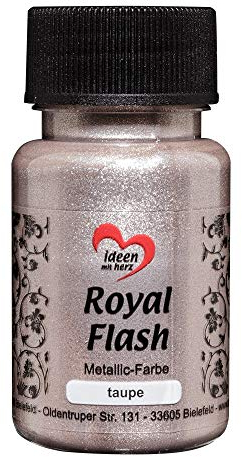 ideen mit herz Royal Flash | peinture métallique acrylique | brillance métallique, avec de fines particules de paillettes | séchage rapide | à base d'eau | 50 ml (taupe)