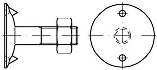 200x DIN 15237 Tellerschraube M6x20 Stahl 3.6 blank m. Tellerscheibe u. Mutter