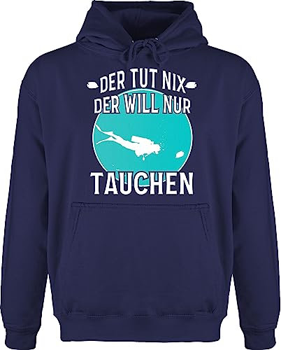 Hoodie Herren Pullover Männer - Wassersport - Der tut nix der will nur tauchen - L - Navy Blau - schwimmer tauch hoodies schwimmmotiv taucher hoody schwimmen kapuzenpulli schwimm jh001 schwimmsport