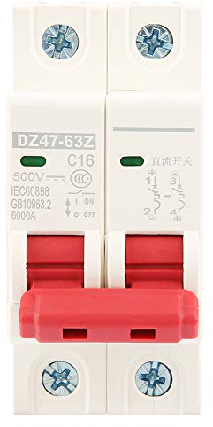 Leitungsschutzschalter 2P DC 500V 16A Solar PV System Isolator Trennschalter MCB DZ47-63Z-2P Photovoltaik-Leistungsschalteranzug für DIN Schienenmontage Solarenergie (16A)