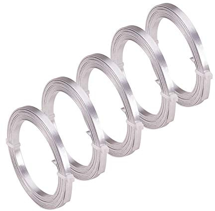Craftdady - Filo di alluminio piatto in argento da 3 mm, pieghevole in metallo, 5 rotoli x 40 m ogni rotolo per perline gioielli