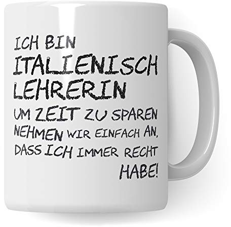 Pagma Druck Italienisch Lehrerin Tasse, Geschenk für Italienischlehrerin, Kaffeetasse Geschenkidee Lehrer Tasse Italienisch lustig, Kaffeebecher Lehramt Schule Abschied Abschluss Witz